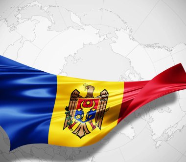Moldova bayrağı ile kopya alanı metin - 3d çizim için    