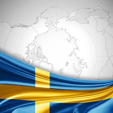 İsveç bayrağı ile kopya alanı metin - 3d çizim için    