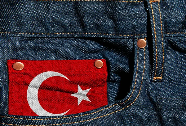 Bandeira Turquia Fundo Jeans Ilustração — Fotografia de Stock