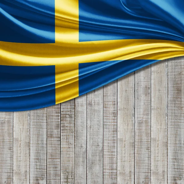 Švédská Vlajka Kopií Prostor Pro Ilustraci Textu — Stock fotografie