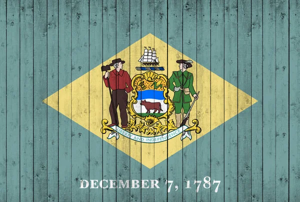 Delaware Vlajka Dřevěné Pozadí Obrázek — Stock fotografie