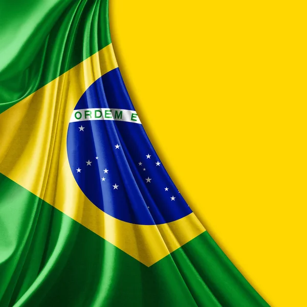 Bandera Brasil Seda Con Copyspace Para Texto Imágenes — Foto de Stock
