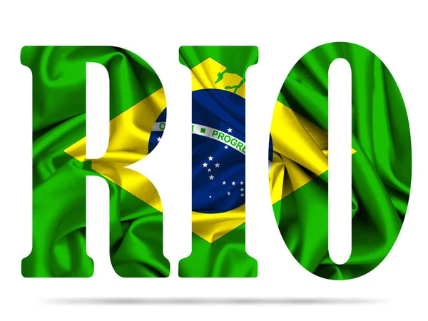 Rio Text Mit Brasilianischer Flagge Illustration — Stockfoto