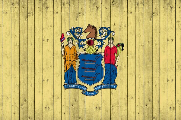 木製の背景 イラストをニュージャージーの旗 — ストック写真