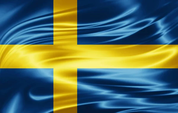 Vlag Van Zweden Met Kopie Ruimte Voor Tekst Illustratie — Stockfoto