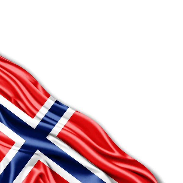 Bandera Noruega Con Espacio Copia Para Texto Sobre Fondo Blanco —  Fotos de Stock