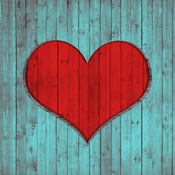 Red Heart Wooden Background — Stock Photo, Image