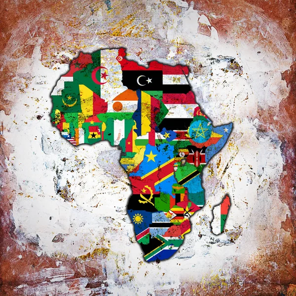 África Continente Hecho Banderas Ilustración —  Fotos de Stock
