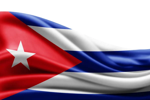 Bandera Cuba Con Espacio Copia Para Texto Sobre Fondo Blanco —  Fotos de Stock