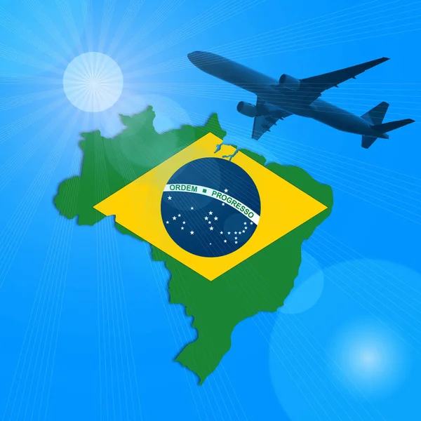 Avião Brasil Bandeira Mapa Contexto — Fotografia de Stock