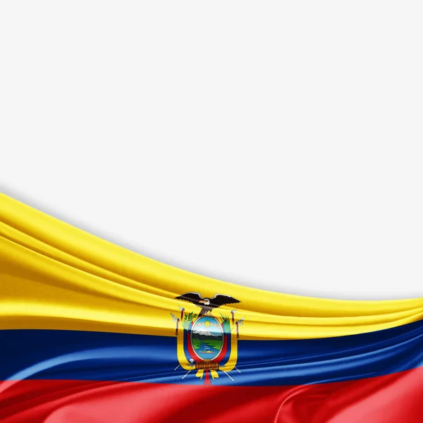 白背景 イラストにテキストのコピー スペースとエクアドルの国旗 — ストック写真