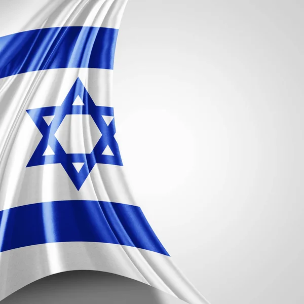 Bandera Israel Con Espacio Copia Para Texto Sobre Fondo Blanco — Foto de Stock