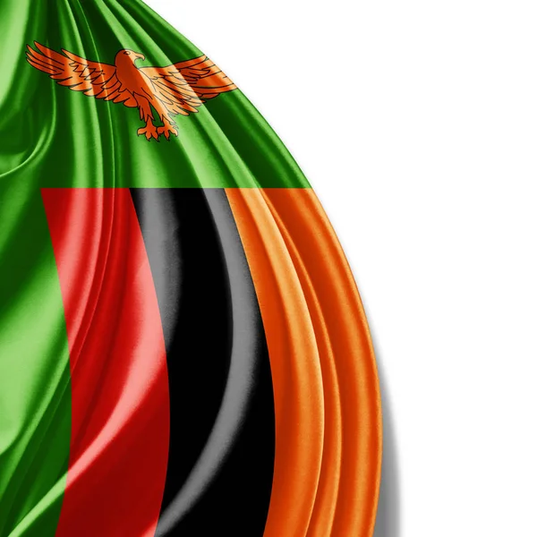 Vlajka Zambie Kopií Prostor Pro Text Bílém Pozadí Ilustrace — Stock fotografie