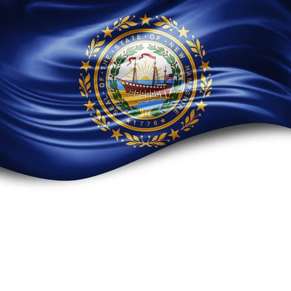 New Hampshire Flag Silk Copy Space Your Text Images White — Stock Photo, Image
