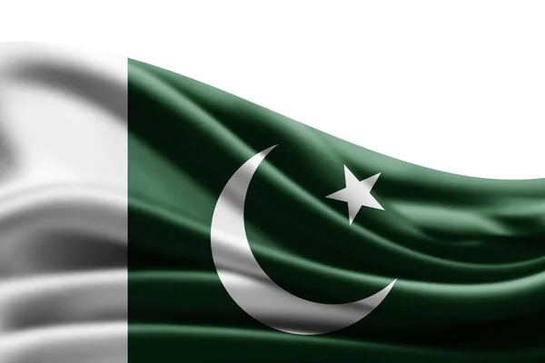 Флаг Пакистана Местом Копирования Текста Белом Фоне Иллюстрация — стоковое фото