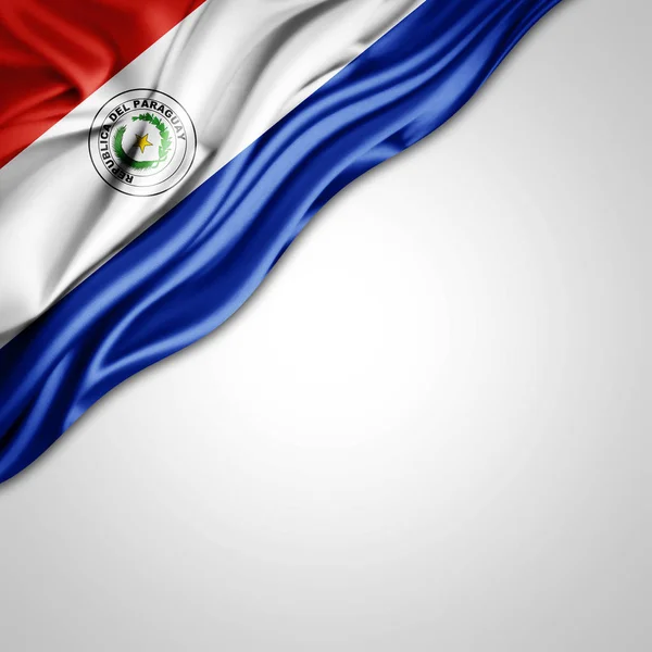 Bandera Paraguay Con Espacio Copia Para Texto Sobre Fondo Blanco — Foto de Stock