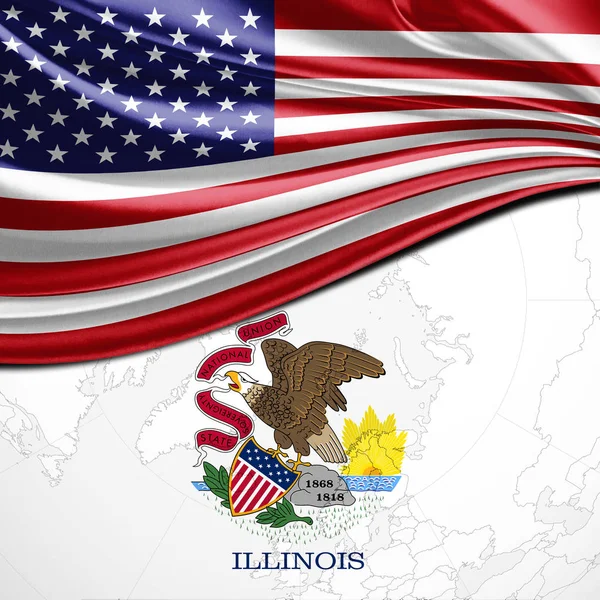 Flaga Usa Stan Illinois Flag Tle — Zdjęcie stockowe