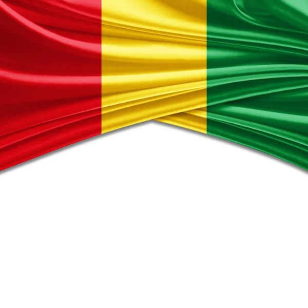 Vlag Van Guinee Met Kopie Ruimte Voor Tekst Witte Achtergrond — Stockfoto