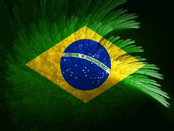 Brasilien Flagga Och Abstrakt Bakgrund Illustration — Stockfoto