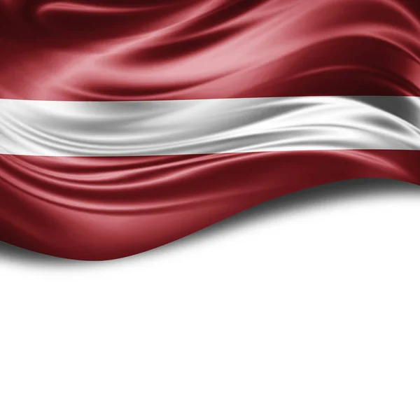Flaga Łotwy Kopia Miejsce Tekst Białym Tle Ilustracja — Zdjęcie stockowe