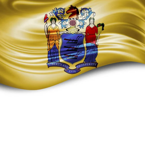 Neue Jersey Flagge Aus Seide Mit Kopierraum Für Text Oder — Stockfoto