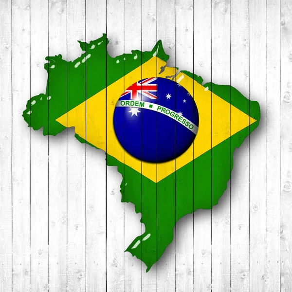 Brazilia Australia Steaguri Hartă Spațiu Copiere Pentru Text Sau Imagini — Fotografie, imagine de stoc