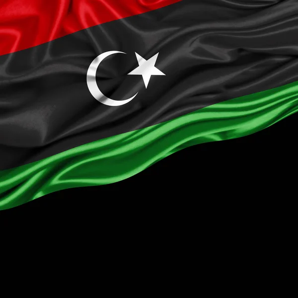 Vlag Van Libië Met Kopie Ruimte Voor Tekst Illustratie — Stockfoto
