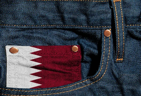 Флаг Катара Фоне Джинсов Иллюстрация — стоковое фото
