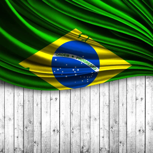 Brazilië Vlag Van Zijde Met Copyspace Voor Tekst Afbeeldingen — Stockfoto