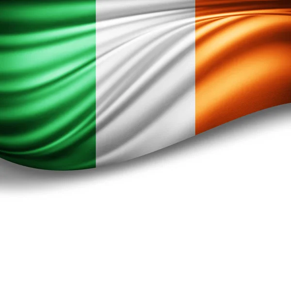 Irská Vlajka Kopií Prostor Pro Text Bílém Pozadí Ilustrace — Stock fotografie