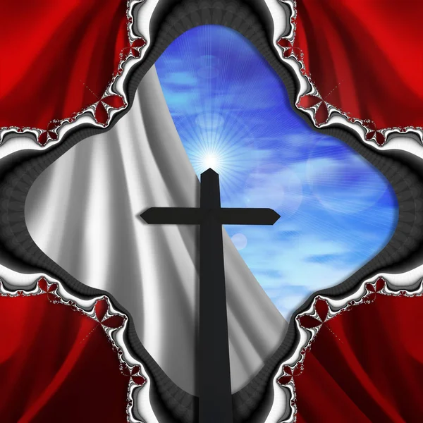 Krzyż Znak Pojęcie Religijne Tle Nieba — Zdjęcie stockowe