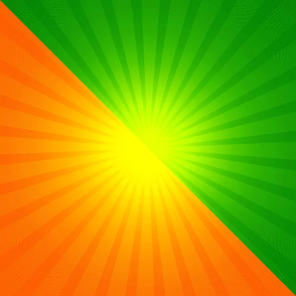 Sonne Strahlen Orange Grüner Hintergrund — Stockfoto