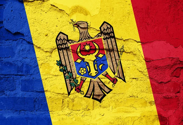 Μολδαβία Σημαία Ζωγραφισμένη Παλαιό Τοίχο Υφή Απεικόνιση — Φωτογραφία Αρχείου