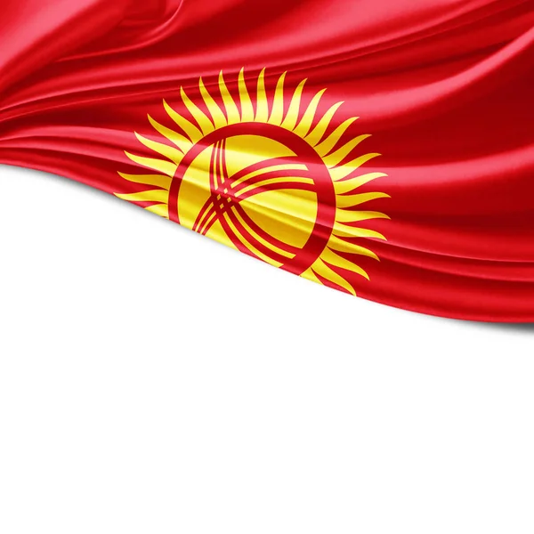 Bandiera Del Kirghizistan Con Spazio Copia Del Testo Illustrazione — Foto Stock