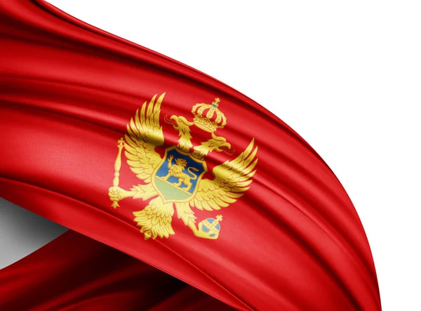 Bandera Montenegro Con Espacio Copia Para Texto Sobre Fondo Blanco — Foto de Stock