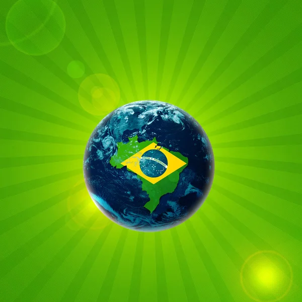Vlag Van Brazilië Wereldbol Met Kopie Ruimte Voor Tekst Afbeeldingen — Stockfoto