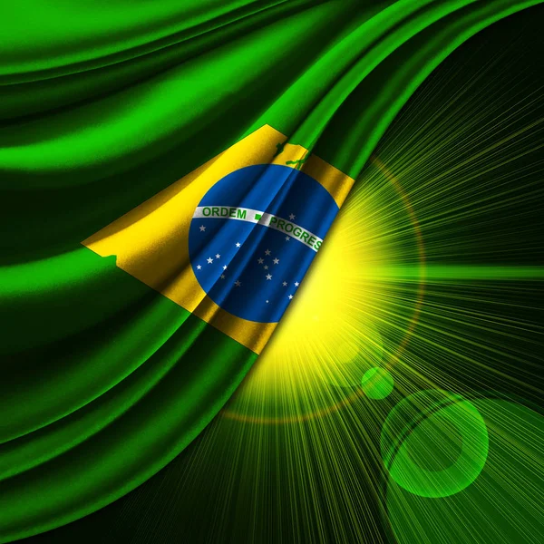 Brazilië Vlag Van Zijde Met Copyspace Voor Tekst Afbeeldingen — Stockfoto