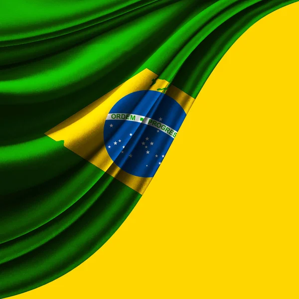 Bandera Brasil Seda Con Copyspace Para Texto Imágenes — Foto de Stock