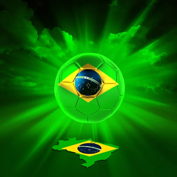 足球上的巴西国旗 为你的文字或图像提供复制空间 — 图库照片
