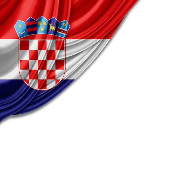 Bandera Croacia Con Espacio Copia Para Texto Sobre Fondo Blanco — Foto de Stock