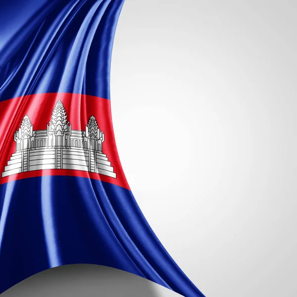 Bandera Camboya Con Espacio Copia Para Texto Sobre Fondo Blanco —  Fotos de Stock