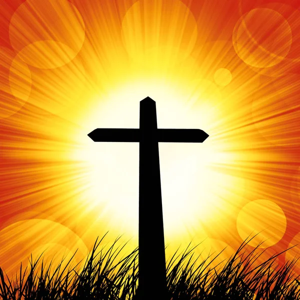 Знак Хреста Траві Релігійна Концепція — стокове фото