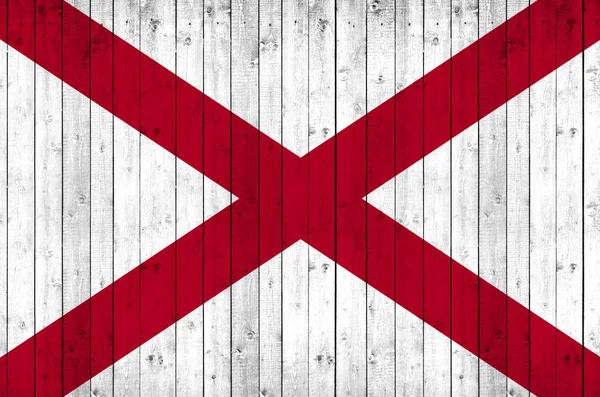 Vlag Van Alabama Houten Achtergrond Illustratie — Stockfoto