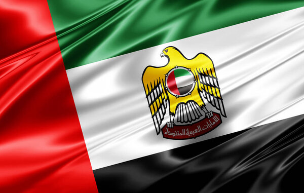 Flag of united arab emirates with copy space for your text  - 3D illustration    
