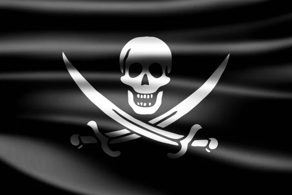 Bandiera Pirata Della Trama Del Tessuto Illustrazione — Foto Stock