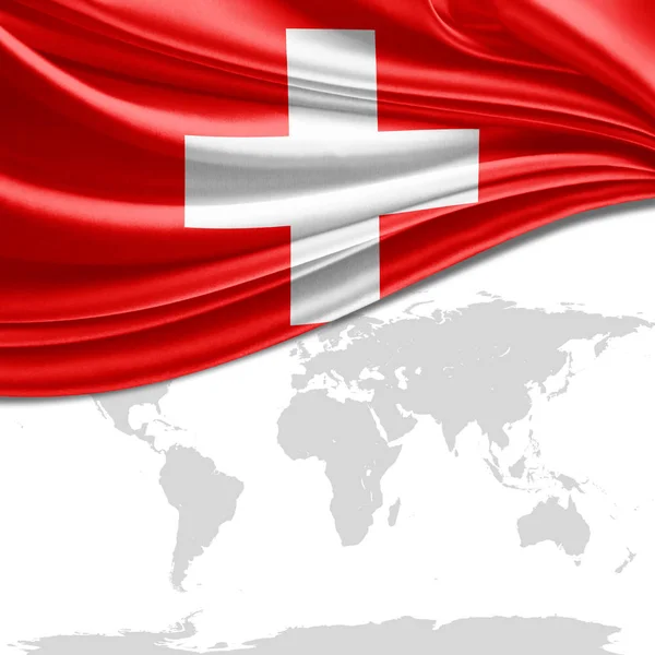 Bandiera Della Svizzera Con Spazio Copia Del Testo Illustrazione — Foto Stock