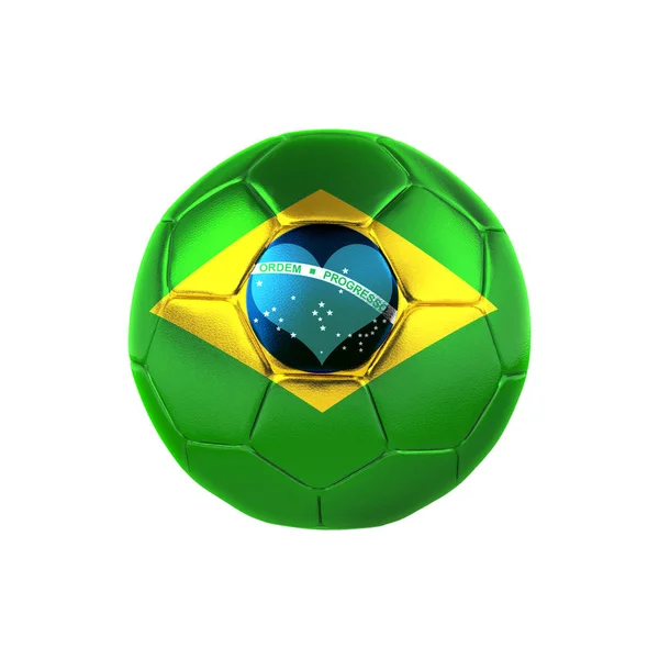 Vlajka Brazílie Fotbalový Míč Kopií Prostor Pro Text Nebo Obrázky — Stock fotografie