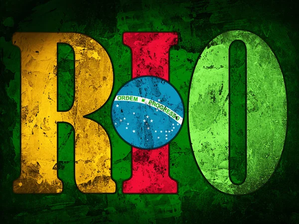 Rio Szöveg Brazil Zászló Fal Háttér — Stock Fotó