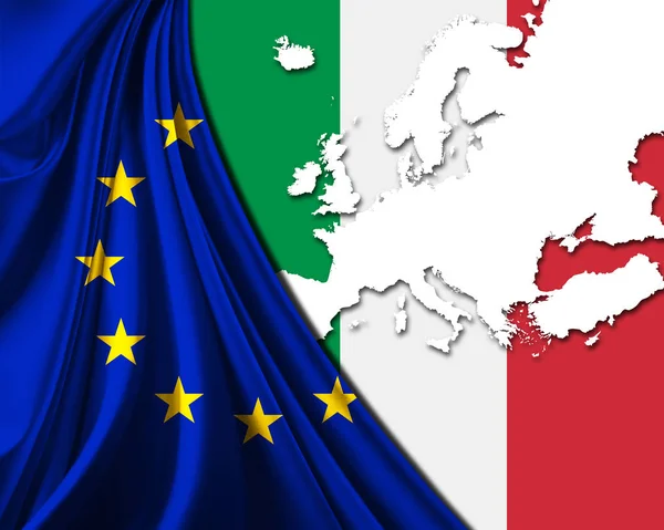 Italy European Union Flag Europe Map Background — Stock Photo, Image