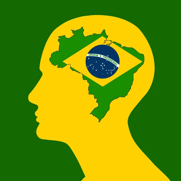 Cabeza Humana Bandera Brasil Con Espacio Copia Para Texto Imágenes — Foto de Stock